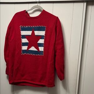 Quacker factory patriotic sweater large ramie cotton